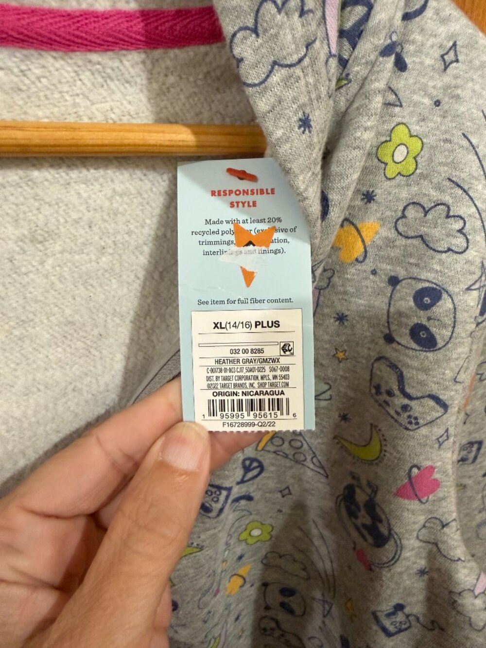 Girl's Cat & Jack XL (14/16) Plus Colorful Doodle Zip-Up Hoodie - Picture 4 of 6